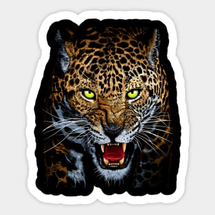 Aggressive Leopard Face Sticker